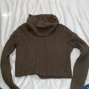 Guess Army Green Turtle Neck Cropped Sweater
